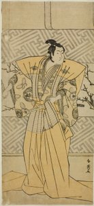 Der Schauspieler Iwai Hanshiro IV als Soga no Goro Tokimune im Stück Koi no Yosuga Kanegaki Soga, aufgeführt im Ichimura Theater im ersten Monat, 1789