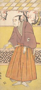 Der Schauspieler Onoye Matsusuke I als Mann mit geschlossenem Fächer in der rechten Hand, ca. 1780
