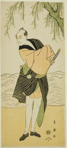 Der Schauspieler Sawamura Sojuro III als Ume no Yoshihei im Stück Suda no Haru Geisha Katagi, aufgeführt im Kiri-Theater im ersten Monat, 1796 von Katsukawa Shun