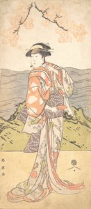 Der vierte Iwai Hanshiro als Frau unter einem Kirschbaum stehend, ca. 1792 von Katsukawa Shun