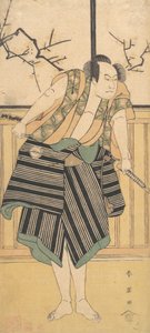 Der dritte Sawamura Sojuro als ein Mann, der in einem Raum steht, ca. 1793