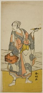 Der Schauspieler Ichikawa Yaozo II als Bootsführer Jirosaku im Stück Oyafune Taiheiki, aufgeführt im Ichimura Theater im elften Monat, 1775