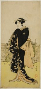 Der Schauspieler Segawa Kikunojo III als Oshichi im Stück Junshoku Edo Murasaki, aufgeführt im Ichimura Theater im ersten Monat, 1779