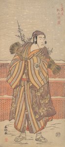 Matsumoto Sumezo als ein Mann in Winterkleidung im Schnee stehend, ca. 1785-90 von Katsukawa Shunko