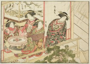 Kurtisanen des Kiribishiya, aus dem Buch „Spiegel der schönen Frauen der Vergnügungsviertel (Seiro bijin awase sugata kagami),“ Bd. 2