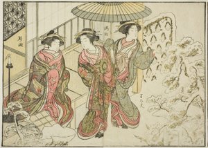 Kurtisanen von Nakaomiya, aus dem Buch "Spiegel der schönen Frauen der Vergnügungsviertel (Seiro bijin awase sugata kagami)," Bd. 2