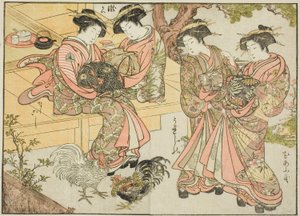 Kurtisanen des Ogiya, aus dem Buch "Spiegel der schönen Frauen der Vergnügungsviertel," Bd. 1 von Katsukawa Shunsho