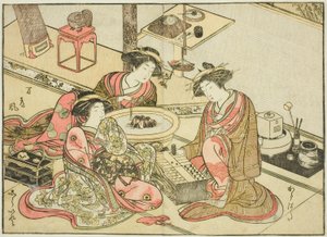 Kurtisanen des Yamashiroya, aus dem Buch "Spiegel der schönen Frauen der Vergnügungsviertel (Seiro bijin awase sugata kagami)", Bd. 2