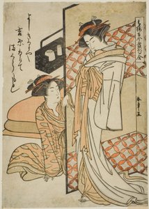Kurtisanen des Yoshiwara-Vergnügungsviertels, aus der Serie Seiro Kokon Hokku Awase