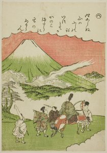 Mt. Fuji, Provinz Suruga, aus der Serie "Tales of Ise in Fashionable Brocade Pictures" von Katsukawa Shunsho