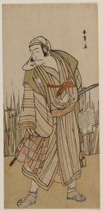 Ichikawa Danjuro V als ein Reisender neben einem Büschel Iris von Katsukawa Shunsho