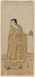 Ichimura Uzaemon IX als Shingen in Eine Reihe von Gebetsperlen, die an einem Wasserfallband geschüttelt werden