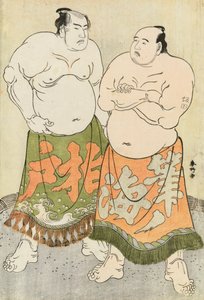 Porträts der Ringer Fudenoumi und Kashiwado von Katsukawa Shunsho