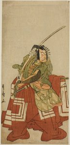 Der Schauspieler Ichikawa Danjuro V als Arakawa Taro im Stück Date Nishiki Tsui no Yumitori, aufgeführt im Morita Theater im elften Monat, 1778