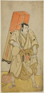 Der Schauspieler Ichikawa Danjuro V als Godai Saburo Masazumi verkleidet als Rokuju-rokubu im Stück Sugata no Hana Yuki no Kuronushi, aufgeführt im Ichimura Theater im elften Monat, 1776