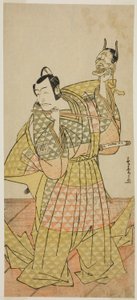 Der Schauspieler Ichikawa Danjuro V als Kudo Suketsune im Stück Kaido Ichi Yawaragi Soga, aufgeführt im Nakamura Theater im ersten Monat, 1778