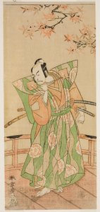 Der Schauspieler Ichikawa Danjuro V als Momonoi Wakasanosuke Yasuchika (?) im Stück Kanadehon Chushingura (?), aufgeführt im Nakamura Theater (?) im fünften Monat, 1771 (?) von Katsukawa Shunsho