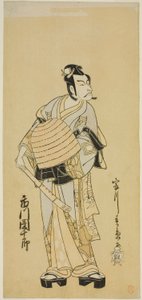 Der Schauspieler Ichikawa Danjuro V als Soga no Goro verkleidet als Komuso im Stück Sakai-cho Soga Nendaiki, aufgeführt im Nakamura-Theater im ersten Monat, 1771