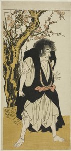 Der Schauspieler Ichikawa Danjuro V als der abtrünnige buddhistische Mönch Wantetsu aus Okamidani, in der fünften Szene des Stücks Date Nishiki Tsui no Yumitori (Ein dandyhaftes Brokat: Entgegengesetzte Krieger), aufgeführt im Morita-Theater im elften Mona von Katsukawa Shunsho