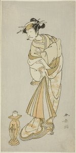 Der Schauspieler Ichikawa Danjuro V als Geist des Mönchs Seigen in der Shosagoto-Tanzsequenz "Sono Utsushi-e Matsu ni Kaede" (Ein Schattenspiel von Kiefer und Ahorn), die letzte Szene von Teil Zwei des Stücks Keisei Momiji no Uchikake