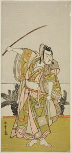 Der Schauspieler Ichikawa Danzo IV als Soga no Goro Tokimune im Stück Chigo Suzuri Aoyagi Soga, aufgeführt im Nakamura-Theater im ersten Monat, 1777