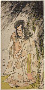 Der Schauspieler Ichikawa Ebizo III als Donnergott, eine Inkarnation von Sugawara Michizane, im Stück Sugawara Denju Tenarai Kagami, aufgeführt im Ichimura Theater im achten Monat, 1776