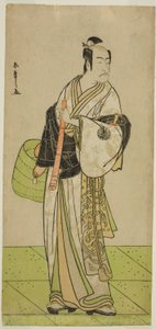 Der Schauspieler Ichikawa Ebizo als Kudo Suketsune verkleidet als Komuso im Stück Waka Murasaki Edokko Soga, aufgeführt im Ichimura-Theater im ersten Monat, 1792 von Katsukawa Shunsho