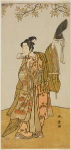Der Schauspieler Ichikawa Monnosuke II als Shimokobe Shoji Yukihira im Stück Gohiiki Kanjincho, aufgeführt im Nakamura-Theater ab dem ersten Tag des elften Monats, 1773