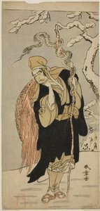 Der Schauspieler Ichimura Uzaemon IX als Aza-maru im Stück Yui Kanoko Date-zome Soga, aufgeführt im Ichimura-Theater im ersten Monat, 1774 von Katsukawa Shunsho