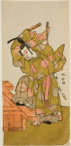 Der Schauspieler Ichimura Uzaemon IX als Otomo no Kuronushi im Stück Sugata no Hana Yuki no Kuronushi, aufgeführt im Ichimura Theater im elften Monat, 1776
