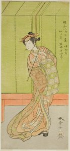Der Schauspieler Iwai Hanshiro IV als Agemaki im Stück Sakai-cho Soga Nendaiki, aufgeführt im Nakamura-Theater im dritten Monat, 1771