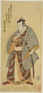 Der Schauspieler Matsumoto Koshiro III als Matsuo-maru im Stück Ayatsuri Kabuki Ogi, aufgeführt im Nakamura Theater im siebten Monat, 1768 von Katsukawa Shunsho