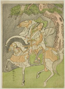 Der Schauspieler Matsumoto Koshiro II als Kagekiyo verkleidet als Omi Yawatanosuke im Stück Haru wa Soga Akebono-zoshi, aufgeführt im Nakamura Theater im ersten Monat, 1772 von Katsukawa Shunsho
