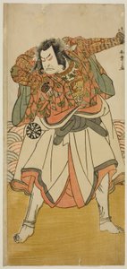 Der Schauspieler Nakamura Nakazo I als Chinzei Hachiro Tametomo verkleidet als asketischer Mönch, im Stück Kitekaeru Nishiki no Wakayaka, aufgeführt im Nakamura-Theater im elften Monat, 1780 von Katsukawa Shunsho