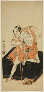 Der Schauspieler Nakamura Nakazo I als Izu no Jiro verkleidet als Kemmaku no Sabu im Stück Edo-zakura Sono Omokage, aufgeführt im Nakamura-Theater im fünften Monat, 1769