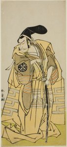 Der Schauspieler Nakamura Nakazo I als Kudo Suketsune (?) im Stück Iro Moyo Aoyagi Soga (?), aufgeführt im Nakamura Theater (?) im zweiten Monat, 1775 (?)