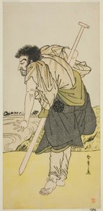 Der Schauspieler Nakamura Nakazo I als abtrünniger Mönch Dainichibo im Stück Edo Meisho Midori Soga, aufgeführt im Morita Theater im zweiten Monat, 1779 von Katsukawa Shunsho