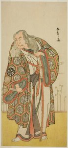 Der Schauspieler Nakamura Nakazo I als Schwertmeister Takuma Genryu (?) im Stück Edo no Fuji Wakayagi Soga (?), aufgeführt im Nakamura Theater (?) im ersten Monat, 1789 (?)