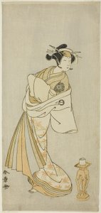 Der Schauspieler Nakamura Noshio I als Geist der Kurtisane Takao, in der Shosagoto-Tanzsequenz "Sono Utsushi-e Matsu ni Kaede" (Ein Schattenspiel von Kiefer und Ahorn), die letzte Szene des zweiten Teils des Stücks Keisei Momiji no Uchikake (Kurtisane in e