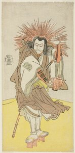 Der Schauspieler Nakayama Kojuro VI als Osada no Taro Kagemune (in Wirklichkeit Hatcho Tsubute no Kiheiji), in der Gestalt eines Laternenanzünders des Gion-Schreins, in Akt Drei aus Teil Eins des Stücks Yukimotsu Take Furisode Genji (Schneebedeckter Bambus von Katsukawa Shunsho