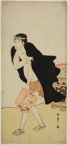 Der Schauspieler Onoe Matsusuke I als Sänftenträger Gohei im Stück Kitekaeru Nishiki no Wakayaka, aufgeführt im Nakamura-Theater im elften Monat, 1780 von Katsukawa Shunsho
