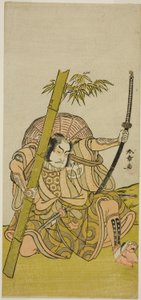 Der Schauspieler Otani Hiroji III als der Wächter Kuriu Zaemon Yorikata im Stück Azuma no Mori Sakae Kusunoki, aufgeführt im Ichimura Theater im elften Monat, 1779 von Katsukawa Shunsho