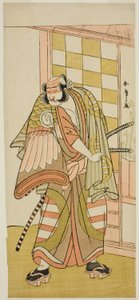 Der Schauspieler Sawamura Sojuro III als Kobayashi no Asahina Saburo im Stück Kuruwagayoi Komachi Soga, aufgeführt im Nakamura-Theater im zweiten Monat, 1781
