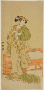 Der Schauspieler Yamashita Kinsaku II als Moshio im Stück Izu-goyomi Shibai no Ganjitsu, aufgeführt im Morita-Theater im elften Monat, 1772