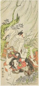 Die Schauspieler Matsumoto Koshiro II als Yoemon und Yoshizawa Sakinosuke III als Kasane, seine Frau