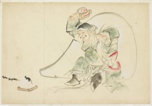 Daikoku, Gott des Glücks, mit seinem magischen Hammer von Katsushika (school of) Hokusai