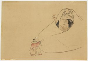 Hotei bietet einem kleinen Jungen ein flammendes Juwel an, ca. 1850