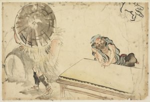 Mochi-Macher und ein Tatami-Macher (zwei Skizzen), ca. 1815-1849 von Katsushika (school of) Hokusai