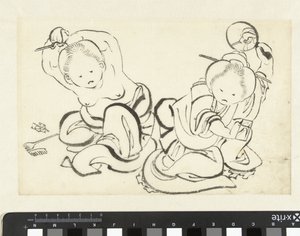 Zwei Frauen, die sich frisieren von attributed to Katsushika Hokusai