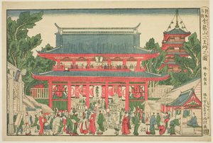 Eine perspektivische Ansicht: Das Tor der zwei Deva-Könige des Kinryuzan-Tempels von Katsushika Hokusai